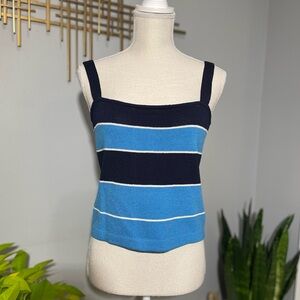 NWOT St. John Collection Knit Striped Blue Tank Top S